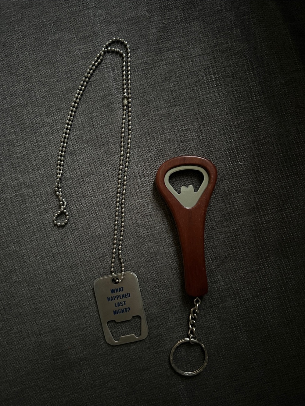 Wood Handle Bottle Opener Keychain - Brown